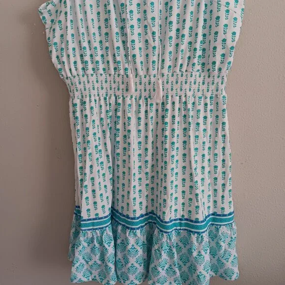 Cabana Life Smocked Waist Dress UPF 50 , White/Aqua Sz 3X a654952 - Picture 5 of 7